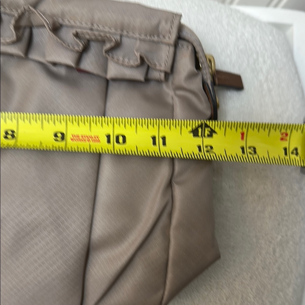Tumi Enna Large ruffled Travel Pouch Taupe Cosmetics Bag - Picture 11 of 13